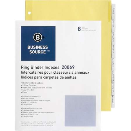Business Source Buff Stock Ring Binder Indexes (20069)