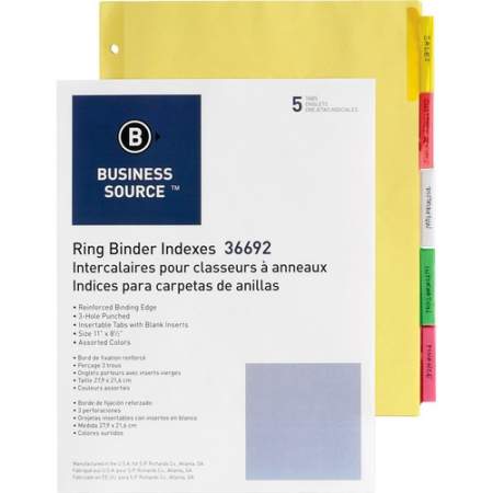 Business Source Insertable Tab Ring Binder Indexes (36692)