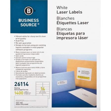 Business Source Bright White Premium-quality Address Labels (26114)
