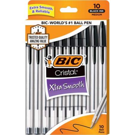 BIC Cristal Ballpoint Stick Pens (MSP10BK)
