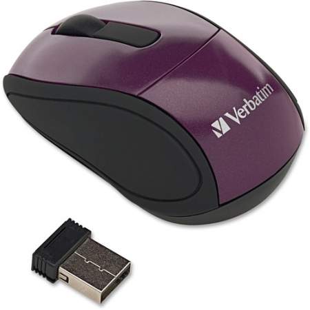 Verbatim Wireless Mini Travel Optical Mouse - Purple (97473)
