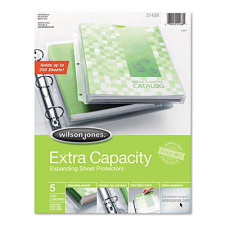 Wilson Jones Top-Loading Extra Capacity Sheet Protectors, Letter, 5/Pack (21438)