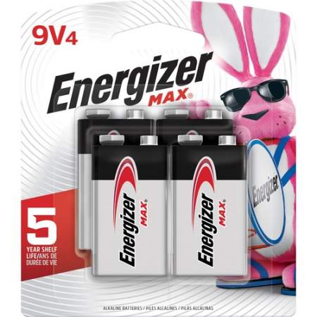 Energizer MAX Alkaline 9 Volt Batteries, 4 Pack (522BP4)