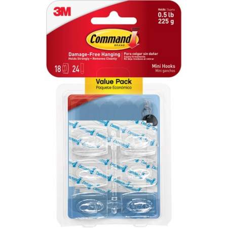Command Mini Clear Hooks with Clear Strips (17006CLRVP)