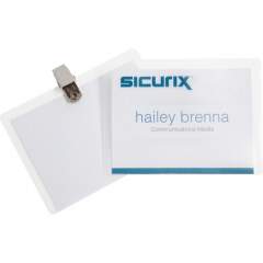 SICURIX Clip Style Printable Badge Kit 4" x 3" Horizontal 50 Pack (67673)