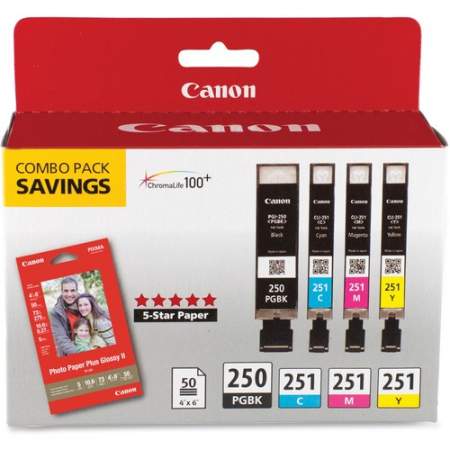 Canon PGI-250/CLI-251 Original Ink Cartridge/Paper Kit (250BKCLI251)