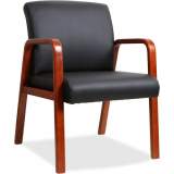 Lorell Black Leather Wood Frame Guest Chair (40200)