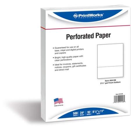 PrintWorks Professional Pre-Perforated Paper for Invoices, Statements, Gift Certificates & More (04126)