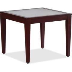 Lorell Glass Top Mahogany Frame Table (59541)