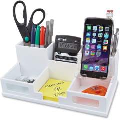 Victor W9525 Pure White Desk Organizer with Smart Phone Holder