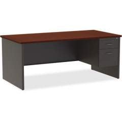 Lorell Mahogany Laminate/Charcoal Modular Desk Series Pedestal Desk - 2-Drawer (79144)