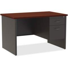 Lorell Mahogany Laminate/Charcoal Modular Desk Series Pedestal Desk - 2-Drawer (79148)