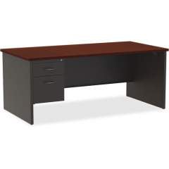 Lorell Mahogany Laminate/Charcoal Modular Desk Series Pedestal Desk - 2-Drawer (79150)