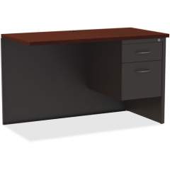 Lorell Mahogany Laminate/Charcoal Modular Desk Series Pedestal Desk - 2-Drawer (79154)