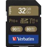 Verbatim 32GB Pro Plus 600X SDHC Memory Card, UHS-I V30 U3 Class 10 (49196)