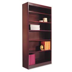 Alera Square Corner Wood Veneer Bookcase, Six-Shelf, 35.63"w x 11.81"d x 71.73"h, Mahogany (BCS67236MY)