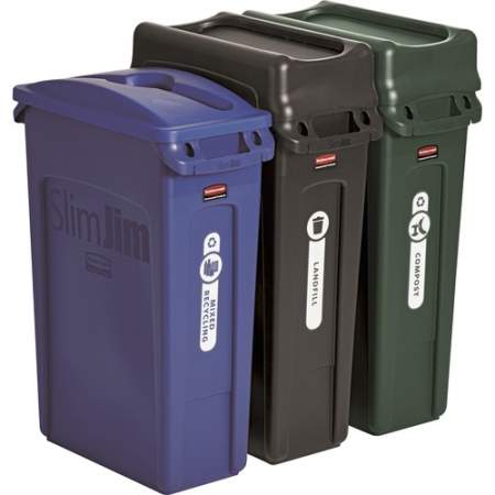 Rubbermaid Commercial Slim Jim 3-container Recycling Set (1998897)