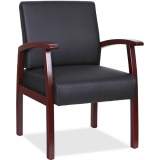 Lorell Black Leather/Wood Frame Guest Chair (68556)