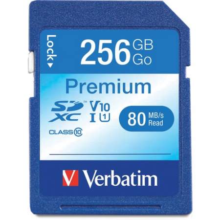 Verbatim 256GB Premium SDXC Memory Card, UHS-I V10 U1 Class 10 (99828)