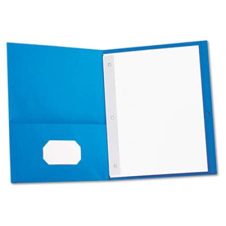 Universal Two-Pocket Portfolios with Tang Fasteners, 0.5" Capacity, 11 x 8.5, Light Blue, 25/Box (57115)