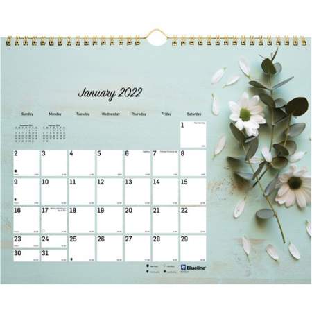 Blueline Romantic Floral Wall Calendar (C172122)