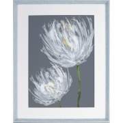 Lorell White Flower Design Framed Abstract Art (04479)