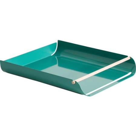 U Brands Metal Letter Tray, Desktop Accessory, Arc Collection, Green (3544A02-06)