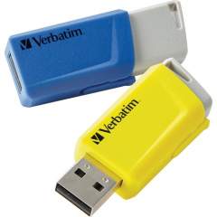 Verbatim 16GB Store 'n' Click USB Flash Drive - 2pk - Blue, Yellow (70376)