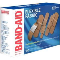 BAND-AID Flexible Fabric Adhesive Bandages, Assorted Sizes, Box of 100 Bandages (115078)