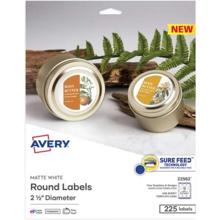 Avery Matte White Sure Feed Labels (22562)