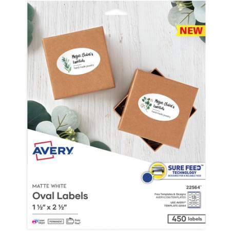 Avery Matte White Sure Feed Labels (22564)