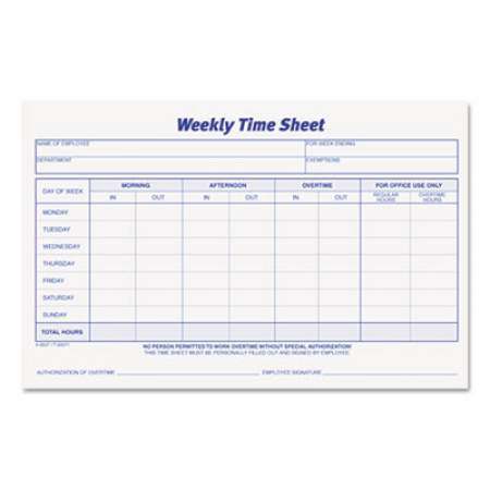 TOPS Weekly Time Sheets, 5.5 x 8.5, 1/Page, 50 Forms/Pad, 2 Pads/Pack (30071)