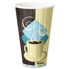 Dart Duo Shield Insulated  Paper Hot Cups, 16 oz, Tuscan Cafe, Chocolate/Blue/Beige, 525/Carton (IC16J7534CT)