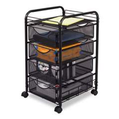 Safco Onyx Mesh Mobile File With Four Supply Drawers, 15.75w x 17d x 27h, Black (5214BL)