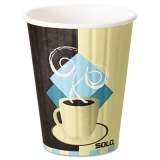 Dart Duo Shield Insulated Paper Hot Cups, 12 oz, Tuscan Cafe, Chocolate/Blue/Beige, 600/Carton (IC12J7534CT)