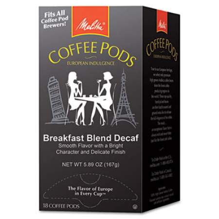 Melitta Coffee Pods, Breakfast Blend Decaf, 18 Pods/Box (75413)