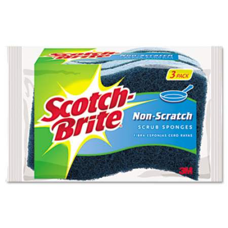 Scotch-Brite Non-Scratch Multi-Purpose Scrub Sponge, 4.4 x 2.6, 0.8" Thick, Blue, 3/Pack (MP38D)