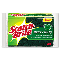Heavy-Duty Scrub Sponge, 4.5 x 2.7, 0.6" Thick, Yellow/Green, 3/Pack (HD3)