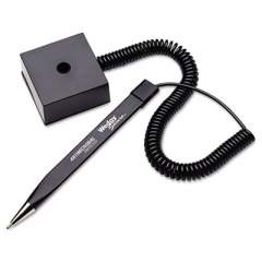 MMF Wedgy Secure Antimicrobial Ballpoint Counter Pen, Square Base, Fine 0.5 mm, Black Ink, Black (25828504)