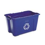 Rubbermaid Commercial Stacking Recycle Bin, Rectangular, Polyethylene, 18 gal, Blue (571873BE)