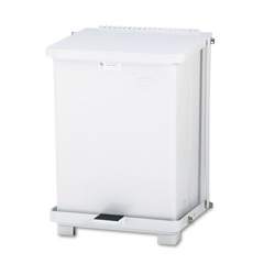 Rubbermaid Commercial Defenders Biohazard Step Can, Square, Steel, 4 gal, White (ST7EWHPL)