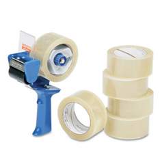 AbilityOne 7510015796872 SKILCRAFT Commercial Package Sealing Tape with Pistol Grip Dispenser, 3" Core, 2" x 55 yds, Clear, 6/Pack