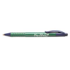 AbilityOne 7520015789301 SKILCRAFT BioWrite Ballpoint Pen, Retractable, Medium 1 mm, Blue Ink, Green Barrel, Dozen