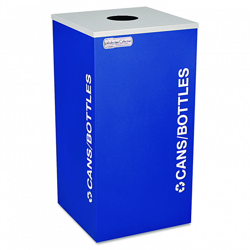 Kaleidoscope Collection Bottle/Can Recycling Receptacle, 24 gal, Steel, Royal Blue (RCKDSQCRYX)