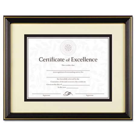 DAX Gold-Trimmed Document Frame, Wood, 11 x 14 Matted to 8.5 x 11, Black (N2709S6T)