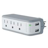 Belkin Wall Mount Surge Protector, 3 Outlets/2 USB Ports, 918 Joules, Gray/White (BZ103050TVL)