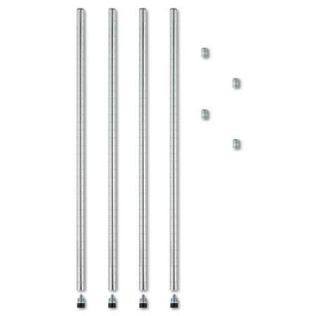 Alera Stackable Posts For Wire Shelving, 36" High, Silver, 4/Pack (SW59PO36SR)
