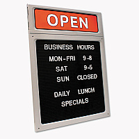 Message/Business Hours Sign, 15 x 20.5, Black/Red (098221)