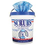 SCRUBS Hand Cleaner Towels, Cloth, 10 x 12, Blue/White, 72/Bucket (42272EA)