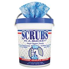 SCRUBS Hand Cleaner Towels, 10 x 12, Blue/White, 72/Bucket, 6 Buckets/Carton (42272CT)